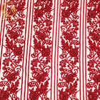 लाल 3 डी मनके फीता कपड़ा सेक्विन के साथ हस्तनिर्मित कढ़ाई