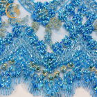 भव्य वस्त्र नीला फैशन फीता ट्रिम सजावट पत्थरों के साथ 1 यार्ड लंबाई
