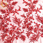 सतत हस्तनिर्मित फीता कपड़ा मनके लाल फीता सामग्री 15 गज की लंबाई: