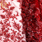 सतत हस्तनिर्मित फीता कपड़ा मनके लाल फीता सामग्री 15 गज की लंबाई: