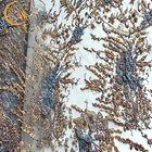 140 सेमी चौड़ाई सीना फीता कपड़ा कढ़ाई बहुरंगा 3 डी वेडिंग फीता पिपली
