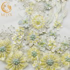 अच्छा 3 डी फूल हल्का पीला फीता कपड़ा 140 सेमी चौड़ाई दुल्हन फीता के प्रकार: