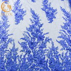 ब्लू वेडिंग फीता कपड़े एमडीएक्स सुरुचिपूर्ण फूल पैटर्न 135 सेमी चौड़ाई: