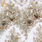 मनके शादी की पोशाक फीता कपड़ा 135 सेमी चौड़ाई हस्तनिर्मित कढ़ाई 1 यार्ड