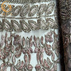 स्वनिर्धारित सोने की कढ़ाई फीता हस्तनिर्मित मनके सजावटी फीता कपड़ा