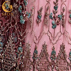 महिला पोशाक सेक्विन फीता कपड़ा 140 सेमी चौड़ाई फ्रेंच मनके फीता अनुकूलित