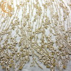 कपड़े के लिए सोना 140 सेमी चौड़ाई मशीन कढ़ाई फीता अनुकूलित फीता कपड़ा