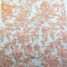 अच्छा नायलॉन कढ़ाई मेष फीता कपड़ा / गुलाबी फीता सामग्री 91.44 सेमी लंबाई: