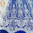 शादी की पोशाक के लिए फ्रेंच अनुक्रम सफेद दुल्हन सेक्विन फीता कपड़ा
