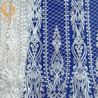 शादी की पोशाक के लिए फ्रेंच अनुक्रम सफेद दुल्हन सेक्विन फीता कपड़ा